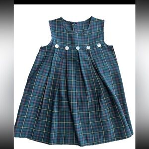 Girls Vintage Green Plaid girls jumper dress size 4 handmade Christmas holiday